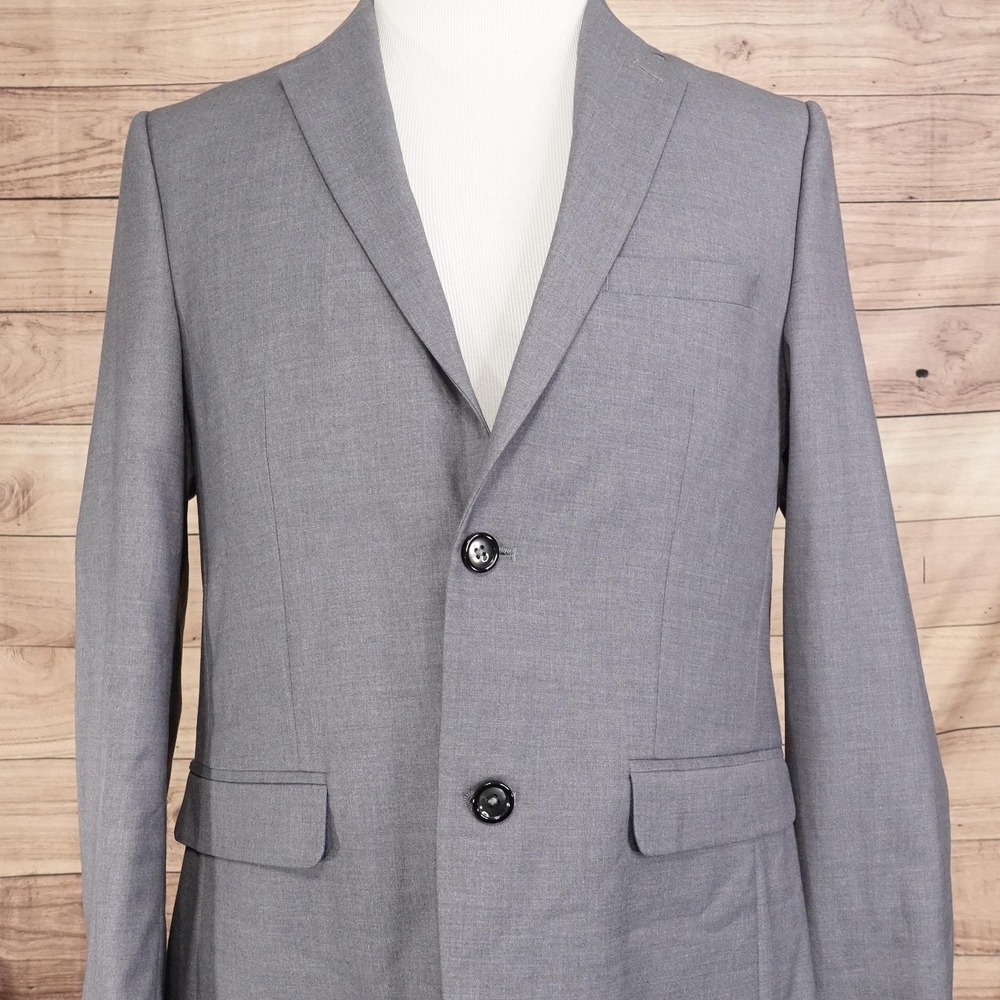 Soul Of London Suit Jacket Mens 42R Gray Polyester Viscose Stretch 2 Button